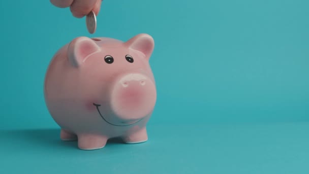 Saving Ruble Coins Piggy Bank Loop — Stock Video