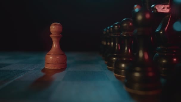 Single White Pawn Army Black Chess — Stock Video