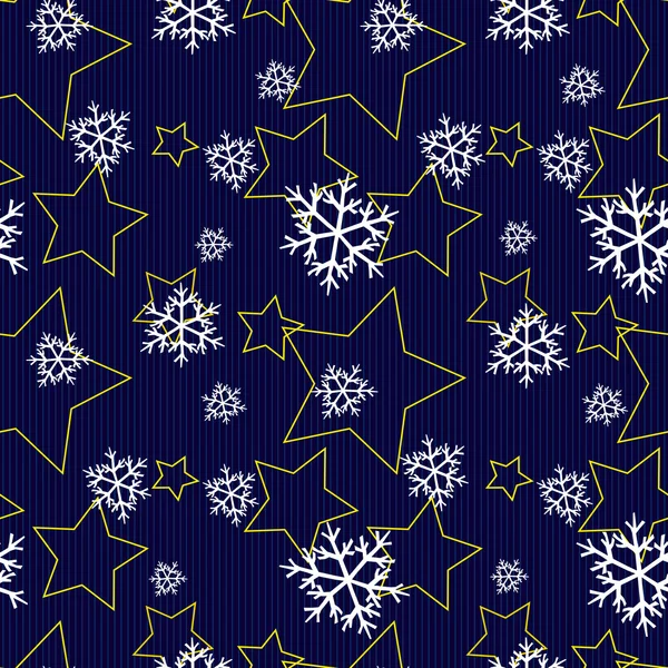 Seamless winter pattern with stars and snowflakes vector illustration — Stock Vector