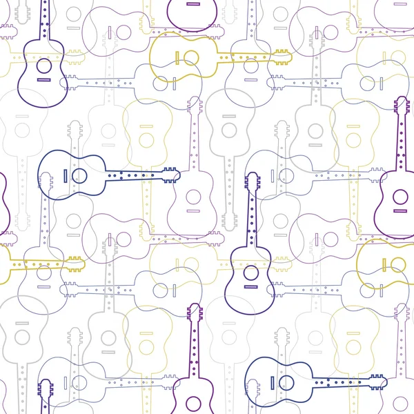 Motivo musicale senza cuciture con illustrazione vettoriale delle chitarre — Vettoriale Stock