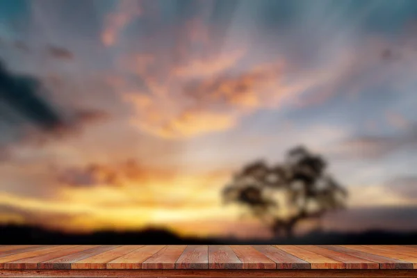 Wood Table Soft Sunlight Sunset Background — Stok fotoğraf