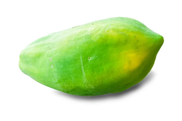 Groene Papaya Geïsoleerd Een Witte Achtergrond — Stockfoto