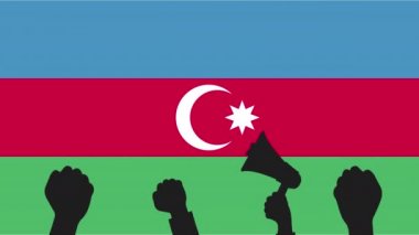 Protesto, halkın gösterisi, Azerbaycan 'da hak özgürlüğü. 4k video çözünürlüğü.