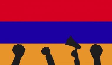Protesto, halk gösterisi, Ermenistan 'da hak özgürlüğü. 4k video çözünürlüğü.