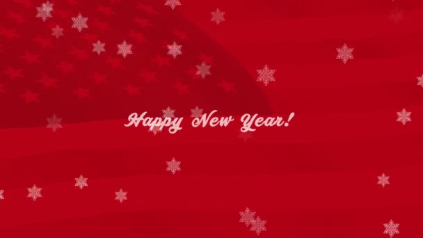 White Confetti Snowflakes Bokeh Lights Red Loop Background 2021 New — Stock Video