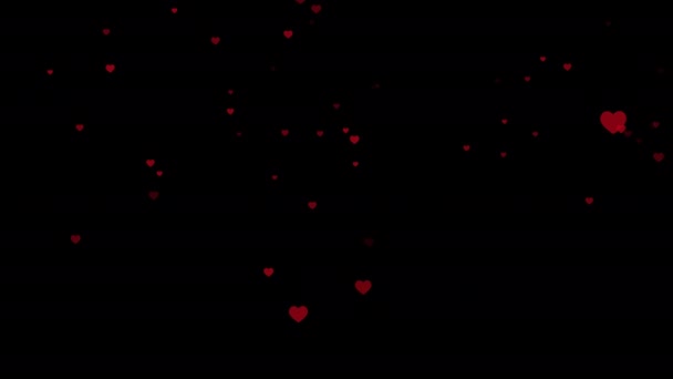 黒い背景の上に社会的な愛のハートアイコンのシンボルアニメーション ハート バレンタインのコンセプト 4Kムーブメントビデオとともにアルファチャンネル — ストック動画