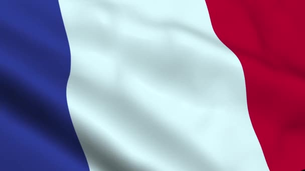 Bandera Francia Ondeando Las Costuras Del Viento Bucle Animación Resolución — Vídeos de Stock