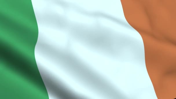 Bandera Irlanda Ondeando Las Costuras Del Viento Bucle Animación Resolución — Vídeos de Stock