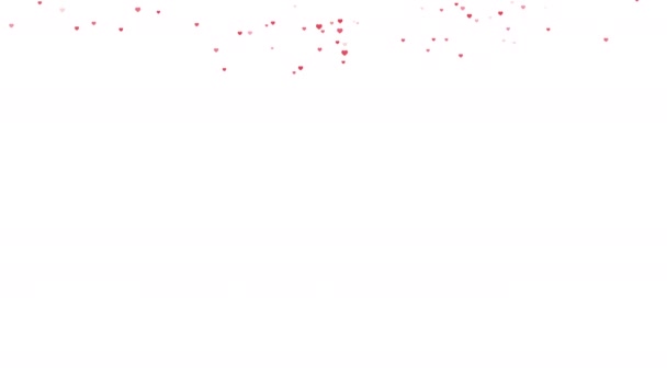 白い背景に赤いハートのコンフェッティが落ちています 4K映画ビデオ — ストック動画