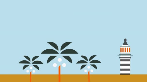 Palmträd Tropisk Turism Pov Driving Palm Träd Passerar Soliga Blå — Stockvideo