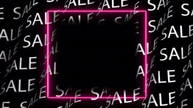 Parlayan neon ışıklarının video animasyonu. Neon satışı, renkli ışıklar, satış neonu. Uzay indirimi afişini kopyala. Sosyal ağ şablonu. Minimalist tasarım. 4k animasyon.