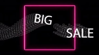 Parlayan neon ışıklarının video animasyonu. Neon satışı, renkli ışıklar, satış neonu. Uzay indirimi afişini kopyala. Sosyal ağ şablonu. Minimalist tasarım. 4k animasyon.