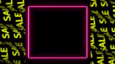 Parlayan mavi neon çizgilerin video animasyonu. Neon satışı, renkli ışıklar, satış neonu. Dikey fotokopi indirimi pankartı. Sosyal ağ şablonu. Sosyal medya paylaşımı için harika. 4k animasyon.