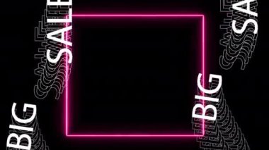 Parlayan neon ışıklarının video animasyonu. Neon satışı, renkli ışıklar, satış neonu. Uzay indirimi afişini kopyala. Sosyal ağ şablonu. Minimalist tasarım. 4k animasyon.