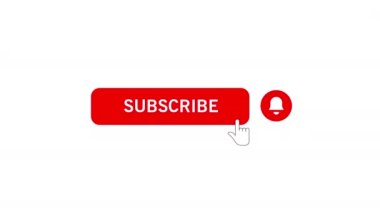 Beyaz Arkaplanlı Abone Düğmesi ve Çan Bildirimi. 4k hareket videosu.