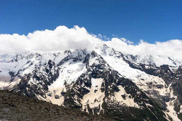 Grandes Paisajes Montaña Naturaleza Fantástica Perspectiva Nieve Caucásica Volcán Inactivo — Foto de Stock
