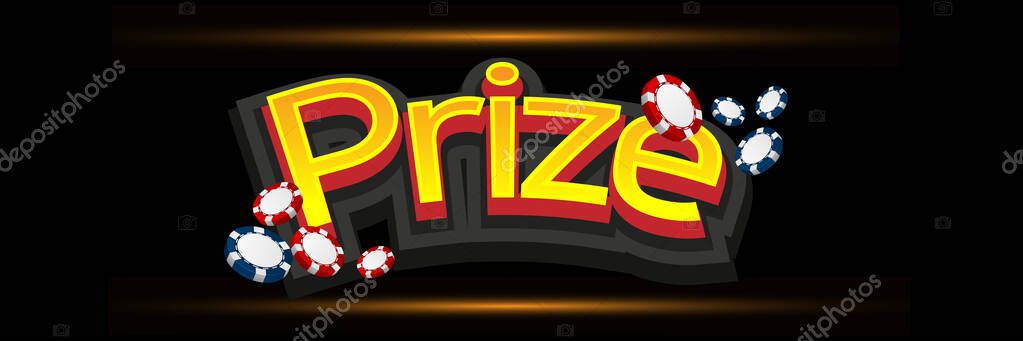 Win prize in gambling game purple background vector banner. Winning money congratulations illustration for casino or online games.Chips and dice explosion vector stock vector