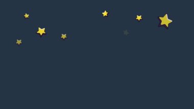 Gece yıldızlı gökyüzü yanıp sönen yıldızlarla hareket ediyor. Kusursuz uzay arkaplanı döngüsü. Uzay bakışlı 4K çözünürlüklü çizgi film nesnesi.