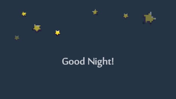 Good Night Yellow Blinking Stars White Phrase Dark Background Card — Stock Video