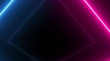 Neon parlayan dikdörtgen çerçeve. Parlayan Neon Işıkları. Döndürülebilir 4K.