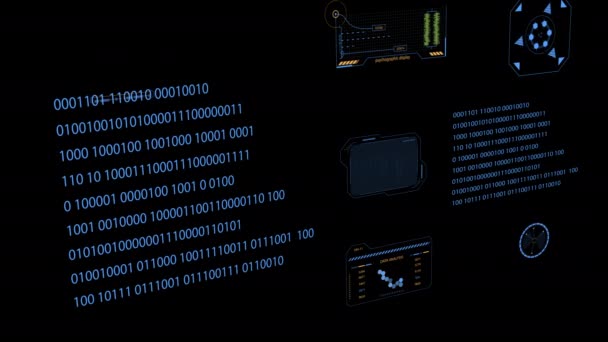 High Tech Benutzeroberfläche Von Balkendiagrammen Und Grafiken Animation Mit Dunklem — Stockvideo