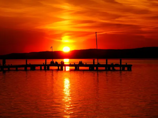 Sunset lake background — Stock Photo, Image