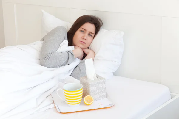 Sick in bed — Stock Photo, Image