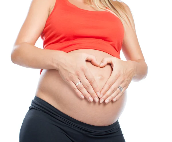 Amante mãe, barriga de perto — Fotografia de Stock