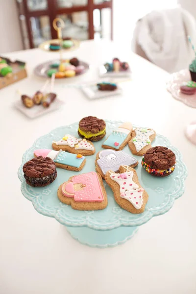 Immagine Ravvicinata Vari Cupcake Colorati Biscotti — Foto Stock