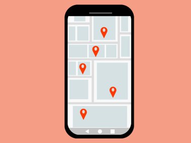  Yerel, iş yeri veya ticareti belirlemek için cep telefonu tutan eller