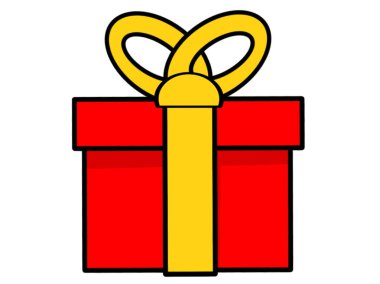 Kırmızı hediye kutusu ya da beyaz arka planda sarı bir fiyonk.