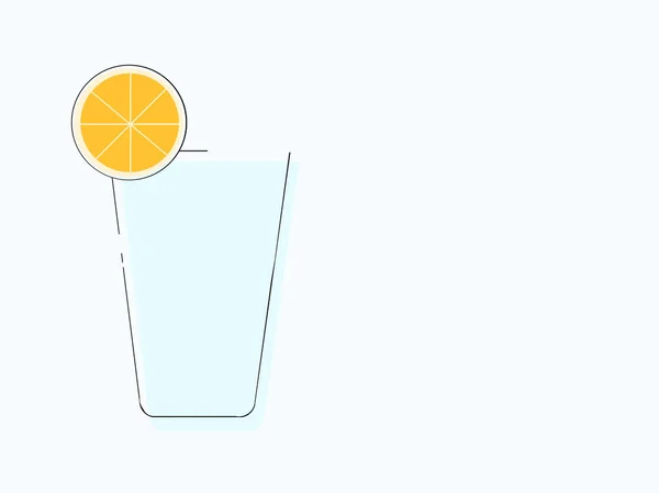 Vaso Vidrio Con Agua Una Rebanada Enicma Naranja — Vector de stock