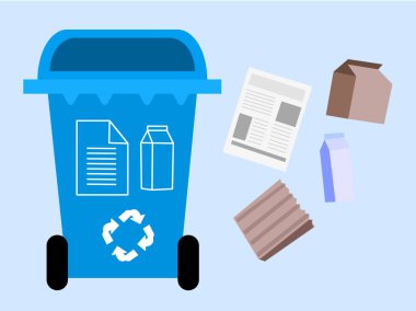 Geri dönüşüm için her türlü kağıt veya karton çöpü koyduğunuz mavi çöp kutusu