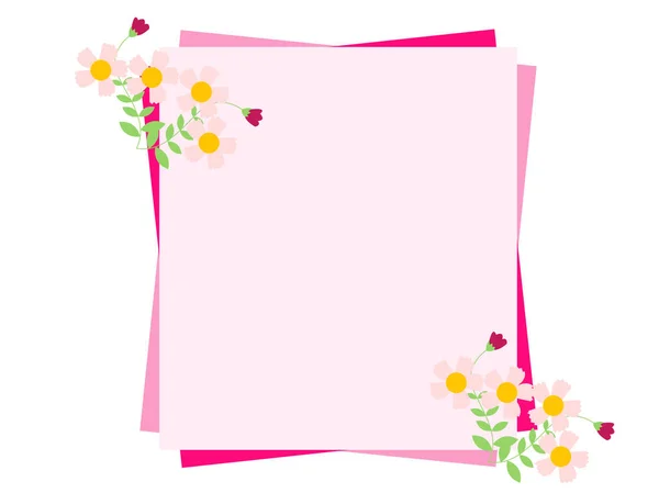 Banner Flowers Upper Left Lower Right Pink Able Write Messages — Stock Vector