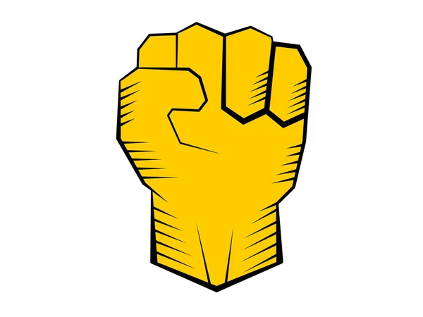 Згорнута Рука Або Силовий Кулак Жовтого Кольору Білому Тлі — стоковий вектор