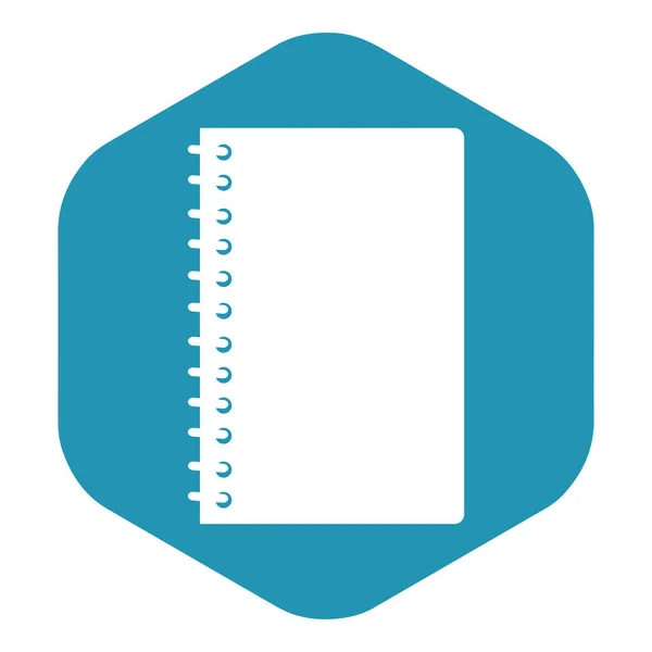 Notebook Icon White Silhouette Notebook Spring Blue Hexagon Vector Illustration — Stock Vector