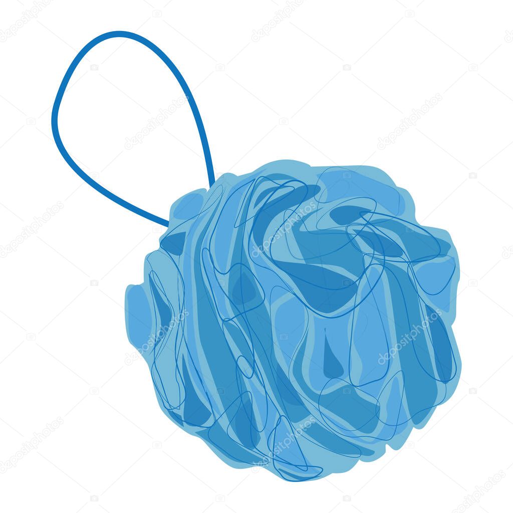 A washcloth. Blue washcloth for bathing and soaping. Vector illustration isolated on a white background for design and web.