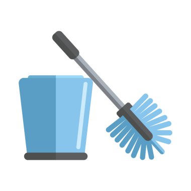 Tuvalet fırçası. Tuvaleti ve diğer tesisat ekipmanlarını temizlemek için bir alet. Tasarım ve web için beyaz bir arkaplanda izole edilmiş vektör illüstrasyonu.