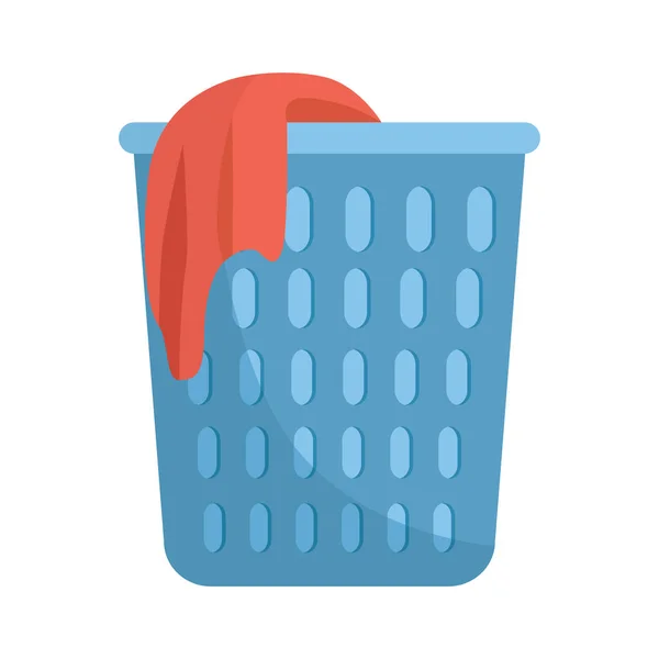 Laundry Basket Plastic Blue Container Storing Dirty Laundry Washing Red — Stock Vector