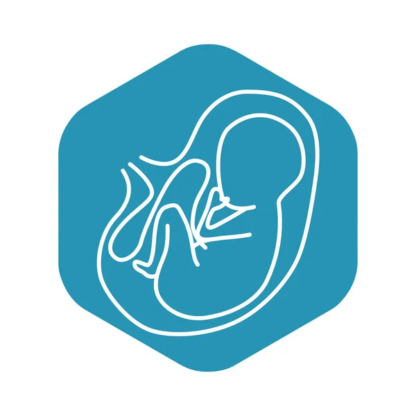 妊娠アイコン 妊娠の最後の段階で子宮内のへその緒を持つ赤ん坊の白い輪郭 デザインとウェブのための白い背景に隔離されたベクトルイラスト — ストックベクタ