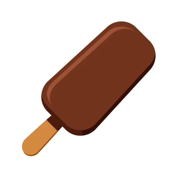 Helado Paleta Palo Postre Congelado Cubierto Chocolate Ilustración Vectorial Aislada — Vector de stock