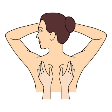 SPA tedavisi. Sırt masajı. Kas iskeleti sistemindeki hastalıkların karmaşık tedavisinde kullanılan bir yöntem. Tasarım ve web için beyaz bir arkaplanda izole edilmiş vektör illüstrasyonu.
