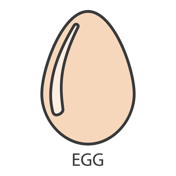 Иконка Яйца Надписью Бежевое Куриное Яйцо Серым Контуром Продукт Вызывающий — стоковый вектор