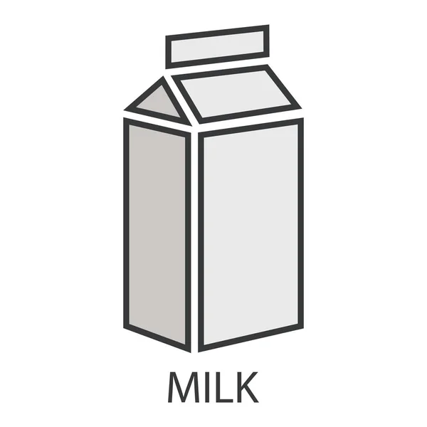 Milk Icon Inscription White Box Milk Gray Outline Product Causes — Stock Vector