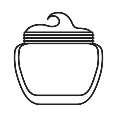 Kozmetoloji kremi ikonu. Kapağı olmayan bir kavanozdaki kozmetik ürününün taslağı. Tasarım ve web için beyaz bir arkaplanda izole edilmiş vektör illüstrasyonu.