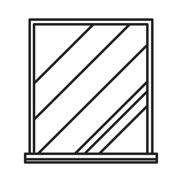 Spegelikonen Konturen Väggspegel Med Hylla För Kosmetika Vektor Illustration Isolerad — Stock vektor