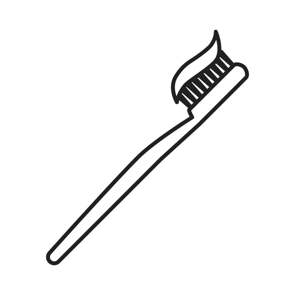 牙刷图标 牙刷上有牙膏的口腔卫生工具的轮廓 在白色背景上孤立的矢量图形 用于设计和网络 — 图库矢量图片