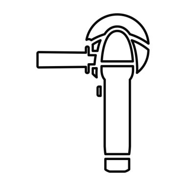 Kum makinesi simgesi. Çeşitli malzemelerden yapılmış zımparalamak ve cilalamak için bir araç. Tasarım ve web için beyaz bir arkaplanda izole edilmiş vektör illüstrasyonu.
