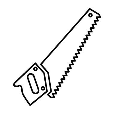 Simgeyi gördüm. Ağaçları, dalları, odunları ve keresteleri biçmek için basit bir yöntem. Tasarım ve web için beyaz arkaplanda izole edilmiş vektör illüstrasyonu.