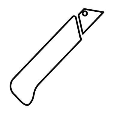 Ofis bıçağı ikonu. Kağıt ve diğer malzemeleri kesmek için kesme ve delme aletleri. Tasarım ve web için beyaz bir arkaplanda izole edilmiş vektör illüstrasyonu.